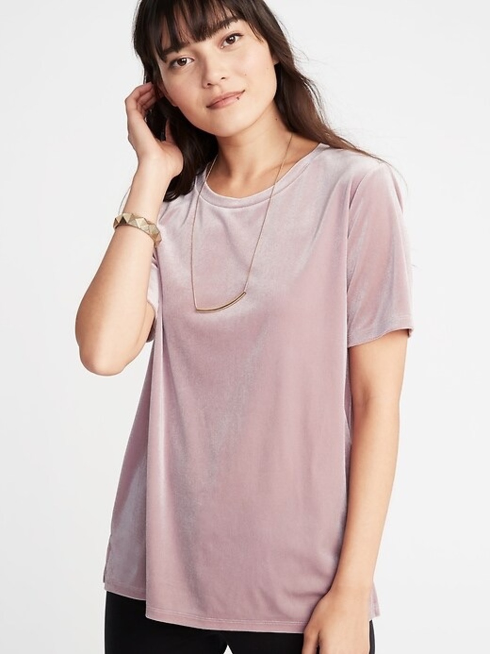 NWOT Old Navy Relaxed Velvet Short-Sleeve Tee ~Plum Tonic